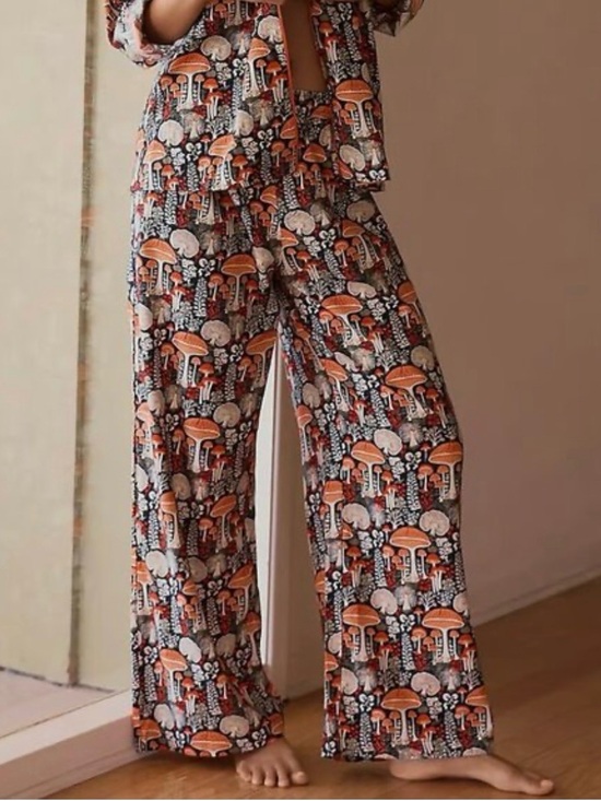 Anthropologie Other - Anthropologie Wow Mushroom Print Flannel Pajama Pants